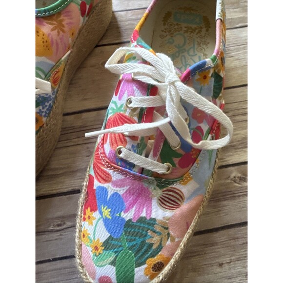 Keds X Rifle Paper Co The Platfo Slip On Sneakers 8.5 Jute Floral Sicily WF67299 - Picture 2 of 8